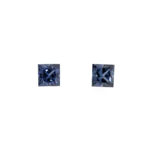 0.25ctw Princess Cut Pair of Blue Sapphires