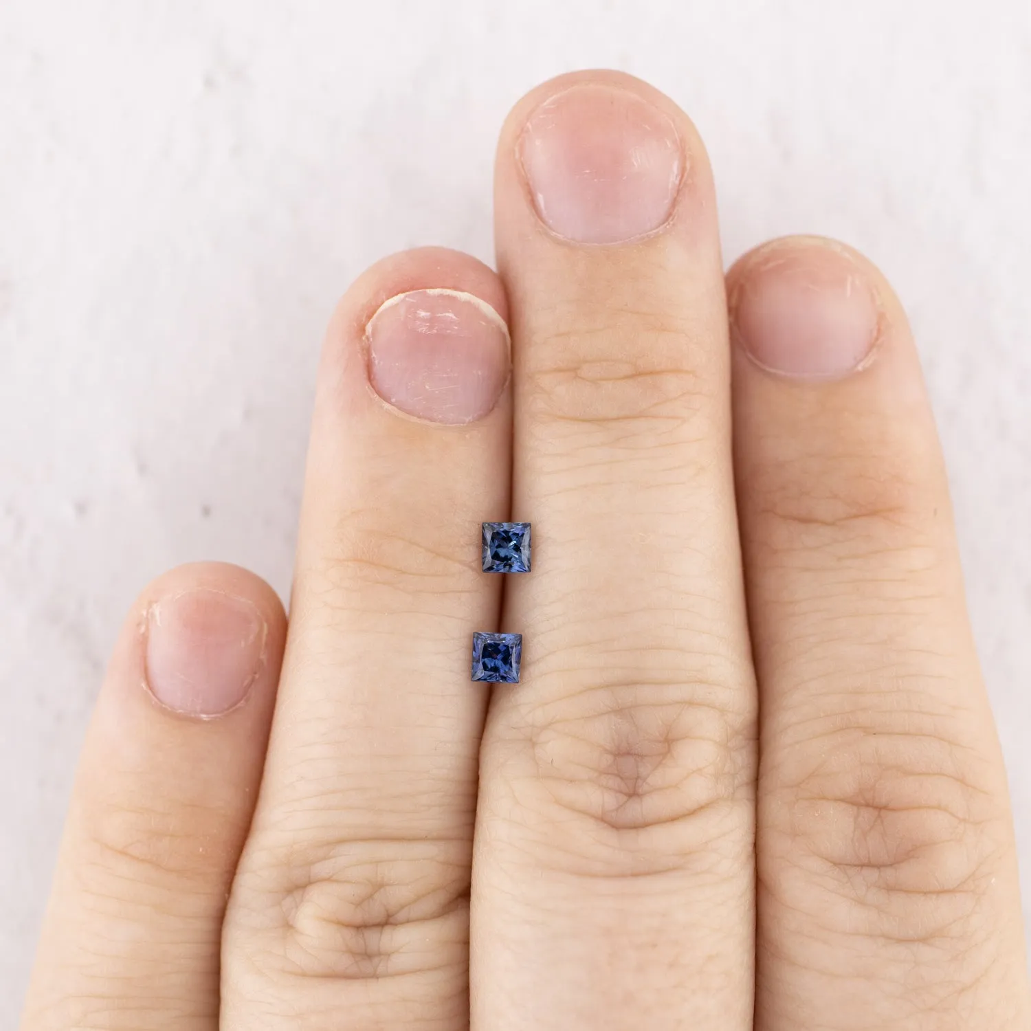 0.25ctw Princess Cut Pair of Blue Sapphires