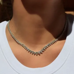 10.00ct Diamond Platinum Pear Set Graduated Tennis Necklace