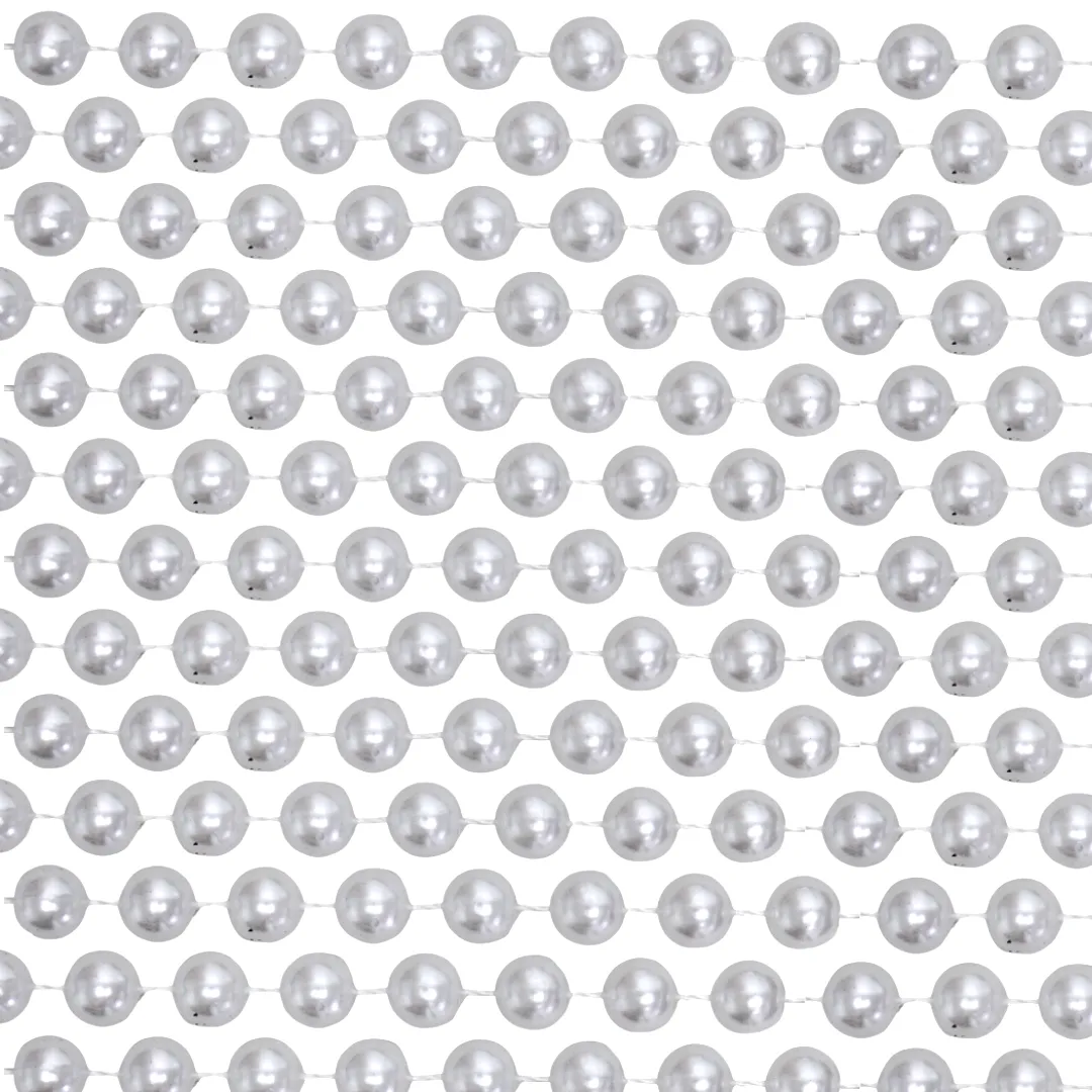100" 14mm Round Pearl White Mardi Gras Beads