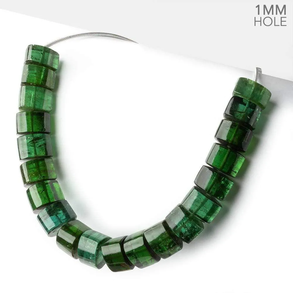 10.5mm Green Tourmaline 1mm hole Center Drilled Plain Trillions 5.75 inch 20 beads AAA 