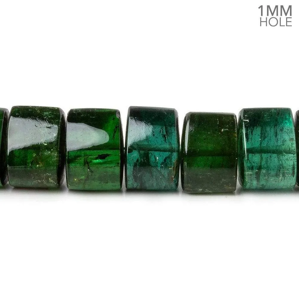 10.5mm Green Tourmaline 1mm hole Center Drilled Plain Trillions 5.75 inch 20 beads AAA 