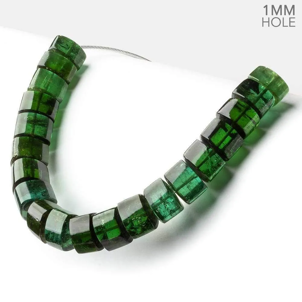 10.5mm Green Tourmaline 1mm hole Center Drilled Plain Trillions 5.75 inch 20 beads AAA 