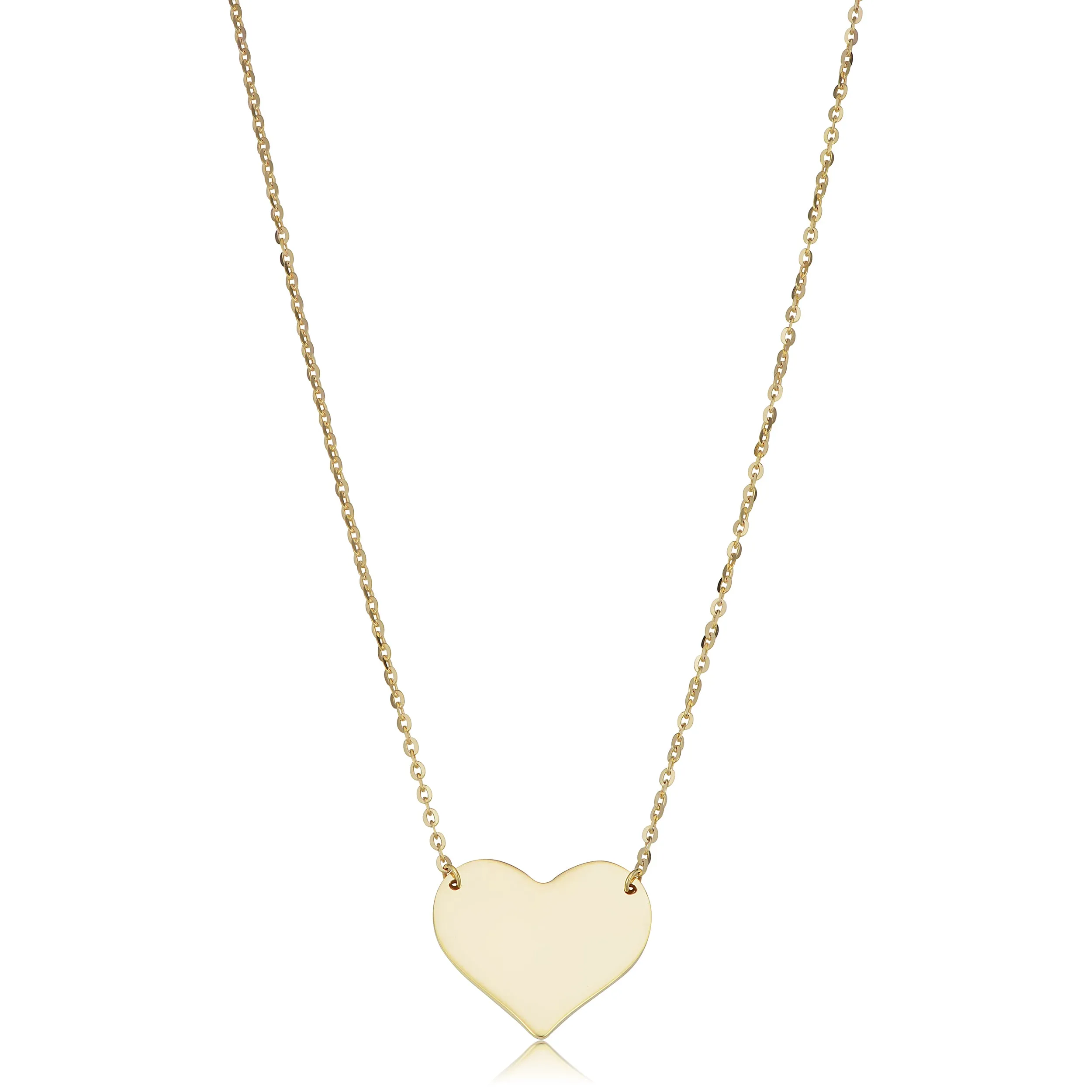 10k Yellow Gold High Polish Heart Necklace (18 inch)
