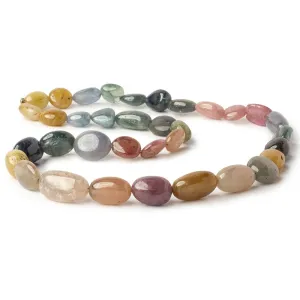 10x7-20x11mm Multi color & Blue Sapphire plain nuggets 18 inch 35 beads A