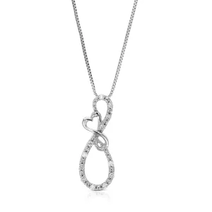 1/10 cttw Lab Grown Diamond Heart Pendant Necklace .925 Sterling Silver 1/4 Inch with 18 Inch Chain, Size 3/4 Inch