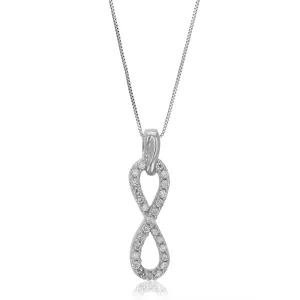 1/10 cttw Lab Grown Round Diamond Infinity Pendant Necklace .925 Sterling Silver 1/5 Inch With 18 Inch Chain