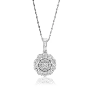 1/12 cttw Lab Grown Round Cut Diamond Accent Pendant Necklace .925 Sterling Silver For Women 1/3 Inch With 18 Inch Chain