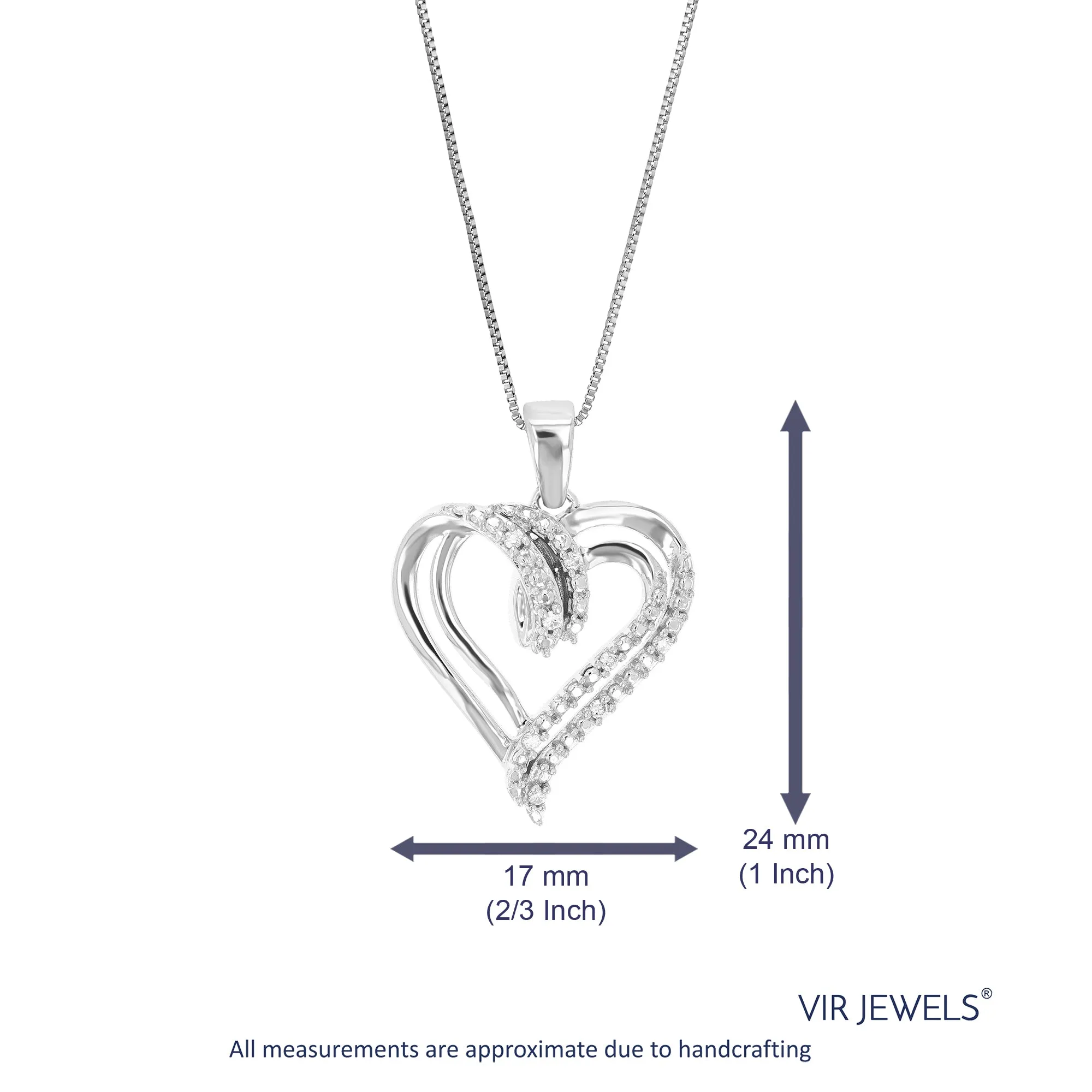 1/20 cttw Round Cut 8 Stones Lab Grown Diamond Pendant Necklace .925 Sterling Silver 2/3 Inch With 18 Inch Chain
