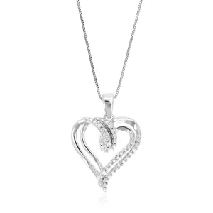 1/20 cttw Round Cut 8 Stones Lab Grown Diamond Pendant Necklace .925 Sterling Silver 2/3 Inch With 18 Inch Chain
