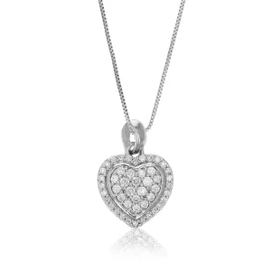1/4 cttw Lab Grown Diamond Heart Pendant Necklace .925 Sterling Silver Prong Set 2/3 Inch with 18 Inch Chain