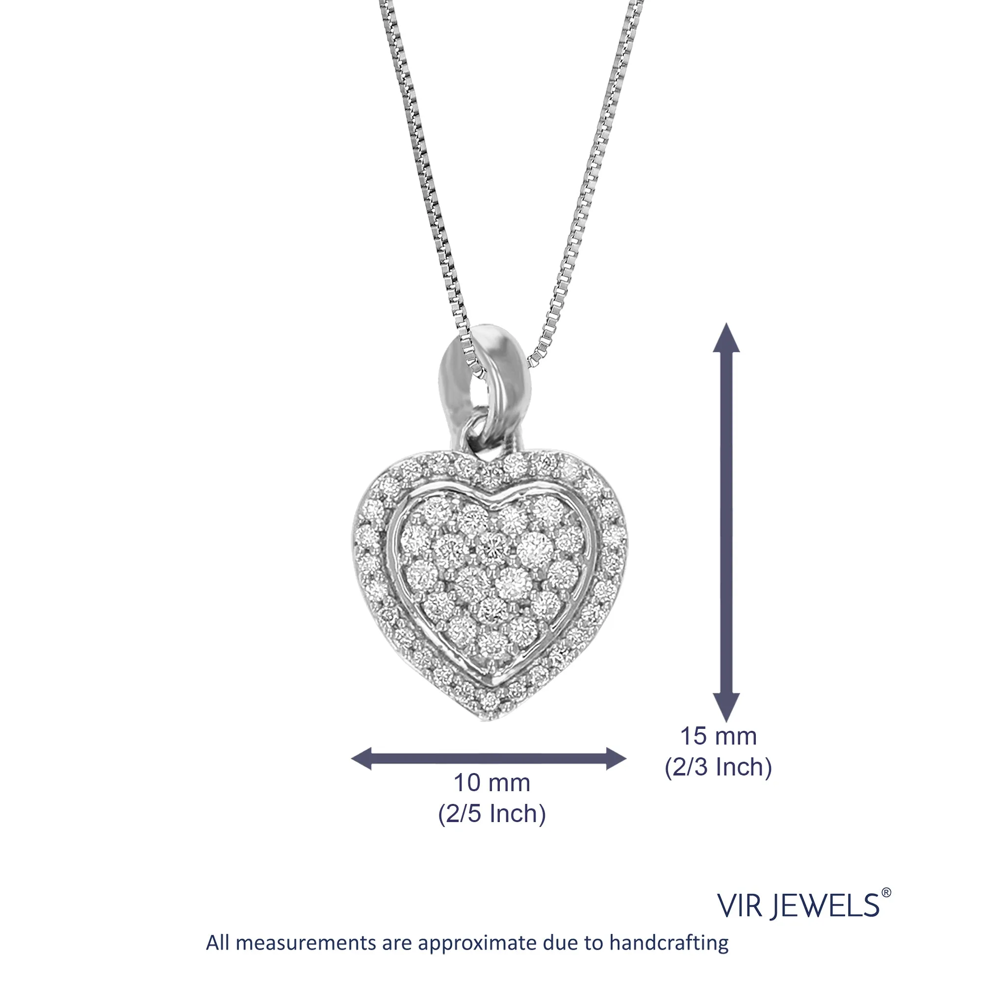 1/4 cttw Lab Grown Diamond Heart Pendant Necklace .925 Sterling Silver Prong Set 2/3 Inch with 18 Inch Chain