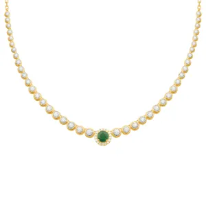 14K GOLD DIAMOND EMERALD STELLA NECKLACE