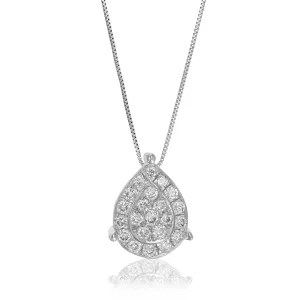 1/5 cttw 22 Stones SI2-I1 Clarity Round Lab Grown Diamond Pear Shape Pendant Necklace .925 Sterling Silver Prong Set