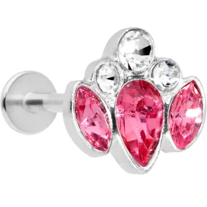 16 Gauge 5/16 Clear Pink Gem Cluster Labret Monroe Tragus