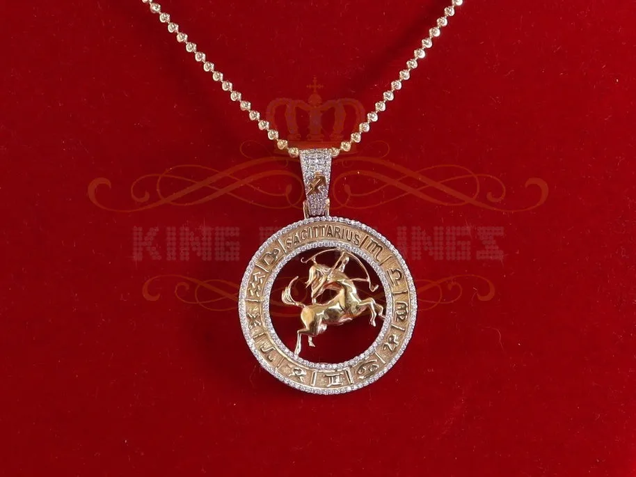 1.77ct Cubic Zirconia Sterling Yellow Silver SAGITTARIUS Pendant For Men & Women