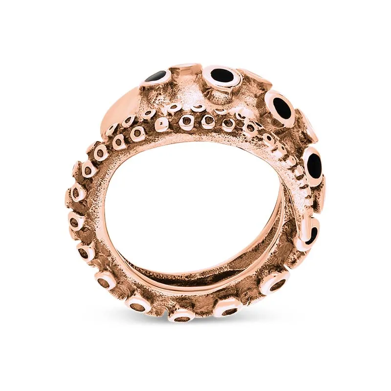 18ct Rose Gold Whitby Jet Tentacle Ring