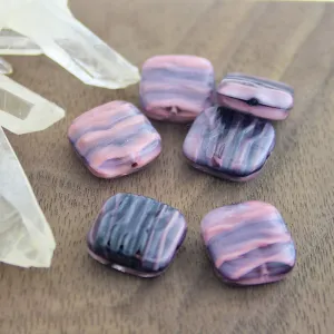 2 Square Czech Pressed Glass Beads - 14mm - Polished - Choose Your Color!