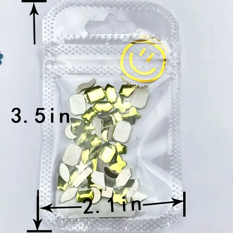 50 Pcs Aurora Green 3D Nail Nail Charms Irregular Broken Glass Nail Gems For Nail Art Decoration