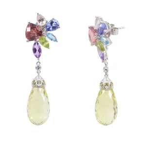 925 Sliver Multi Gem Stone Drop Earring-20764982