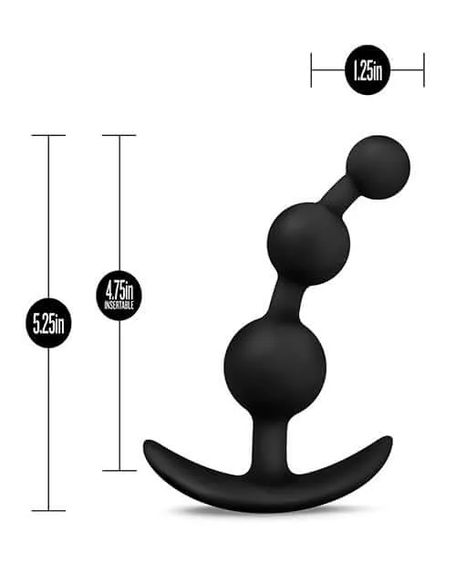 Anal Adventures Platinum Small Anal Beads Black from Blush Novelties