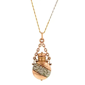 Antique Rose Gold & Platinum Embossed Perfume Flask