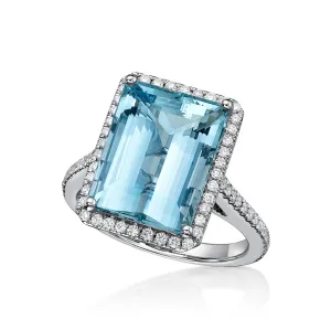 Aquamarine with Halo Cocktail ring