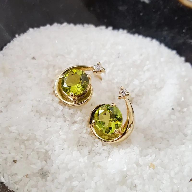 Arizona Peridot Gold Jewelry Peridot Shooting Star Earrings