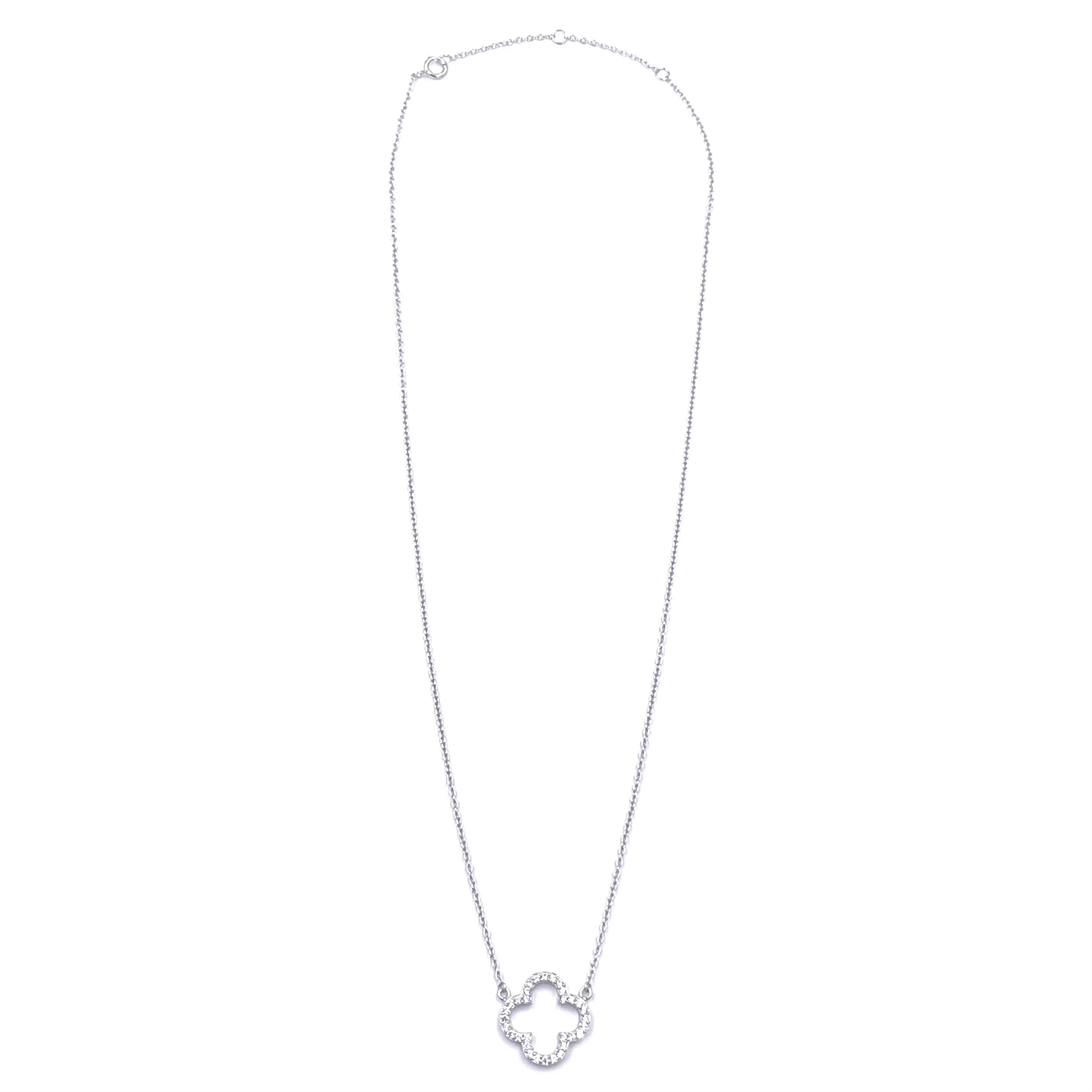 Ashley Gold Sterling Silver CZ Open Clover Design Necklace