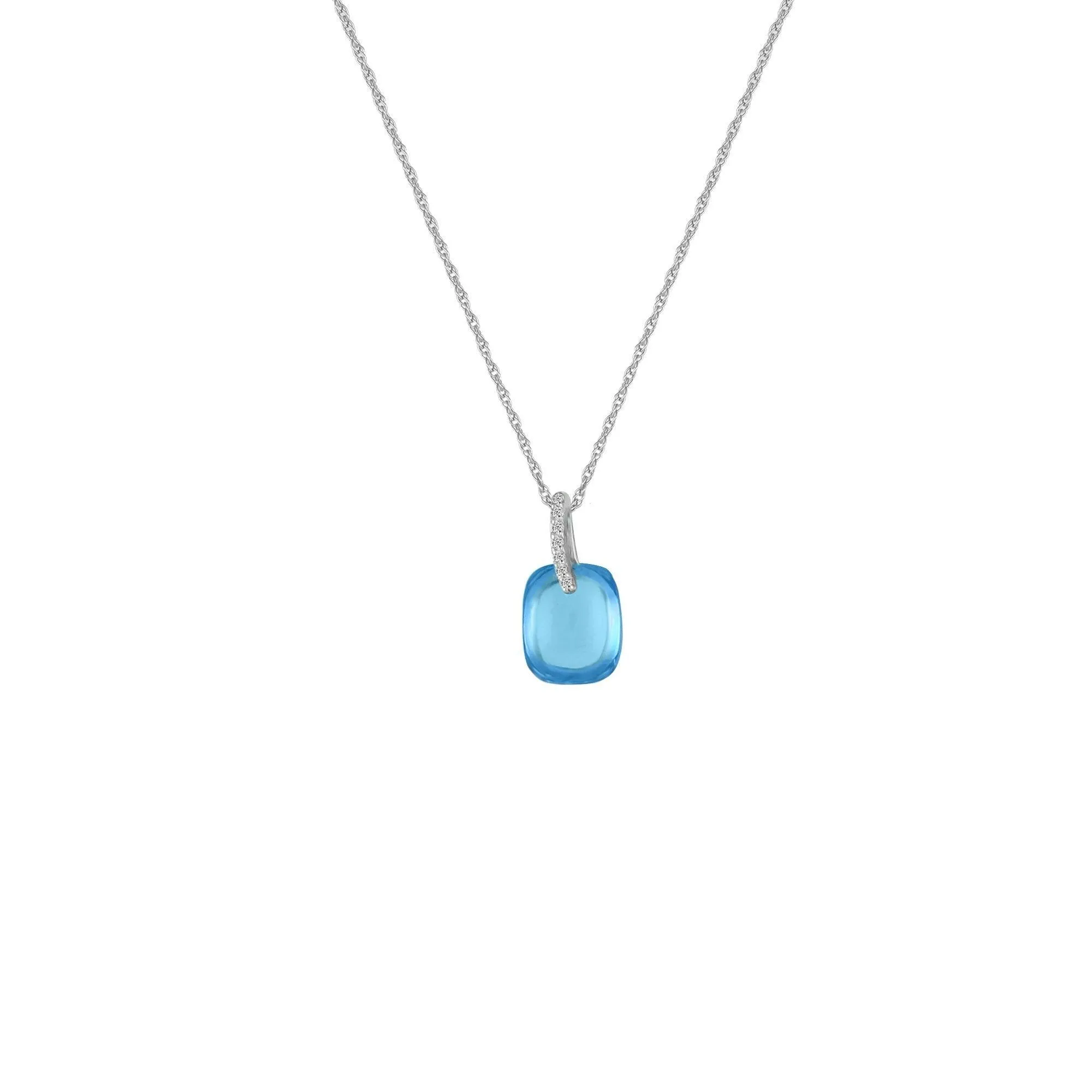 Blue Topaz and Diamond Accent Fashion Pendant in 10K White Gold