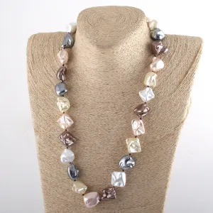 Boho Necklace, RH Big Pearl Shell White Pink Necklaces