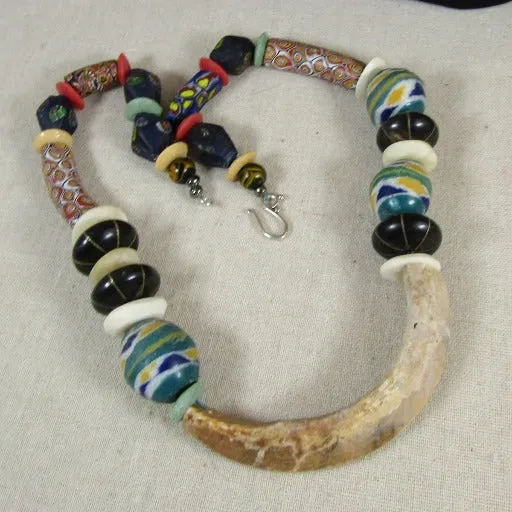 Bold African Bead Designer Statement Necklace