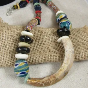 Bold African Bead Designer Statement Necklace