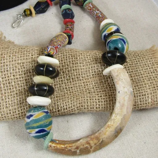 Bold African Bead Designer Statement Necklace