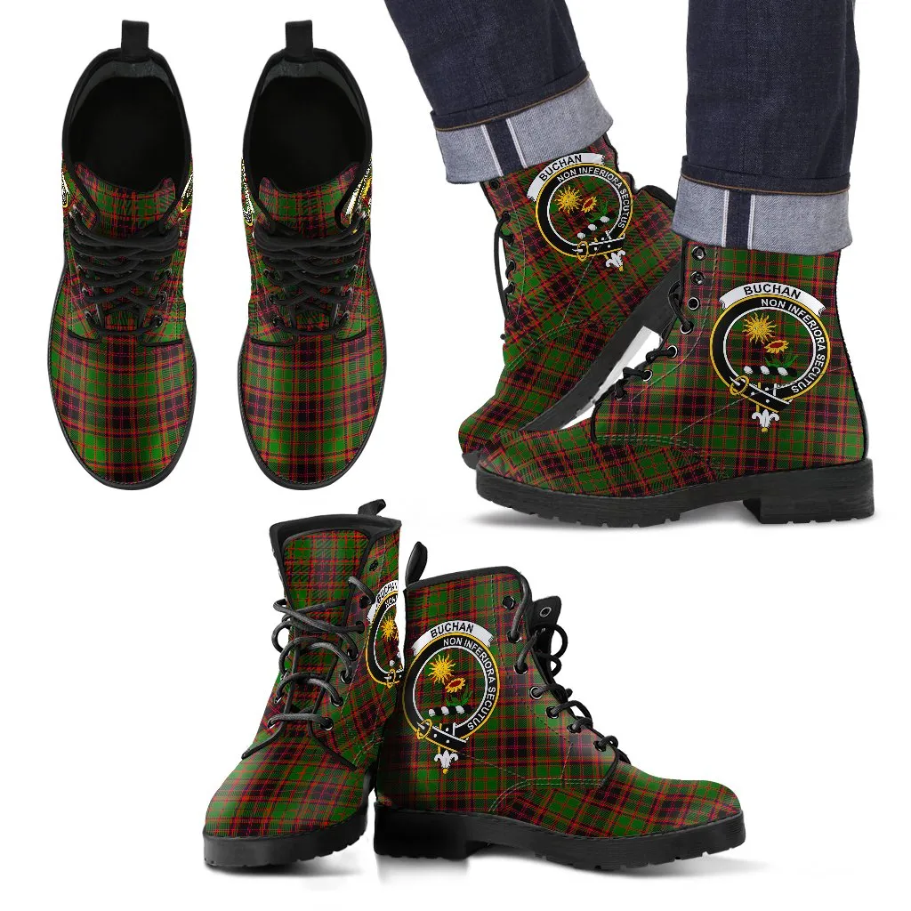 Buchan Modern Tartan Clan Badge Leather Boots