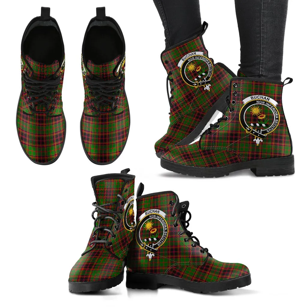 Buchan Modern Tartan Clan Badge Leather Boots
