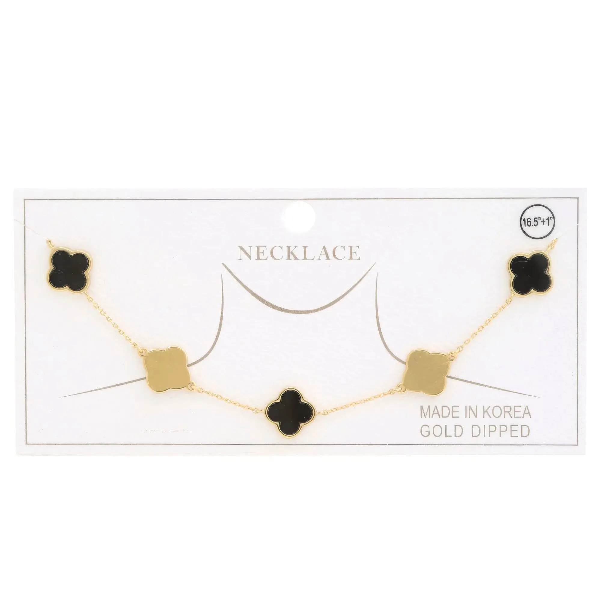 Clover Charm Station Gold Dipped Necklace