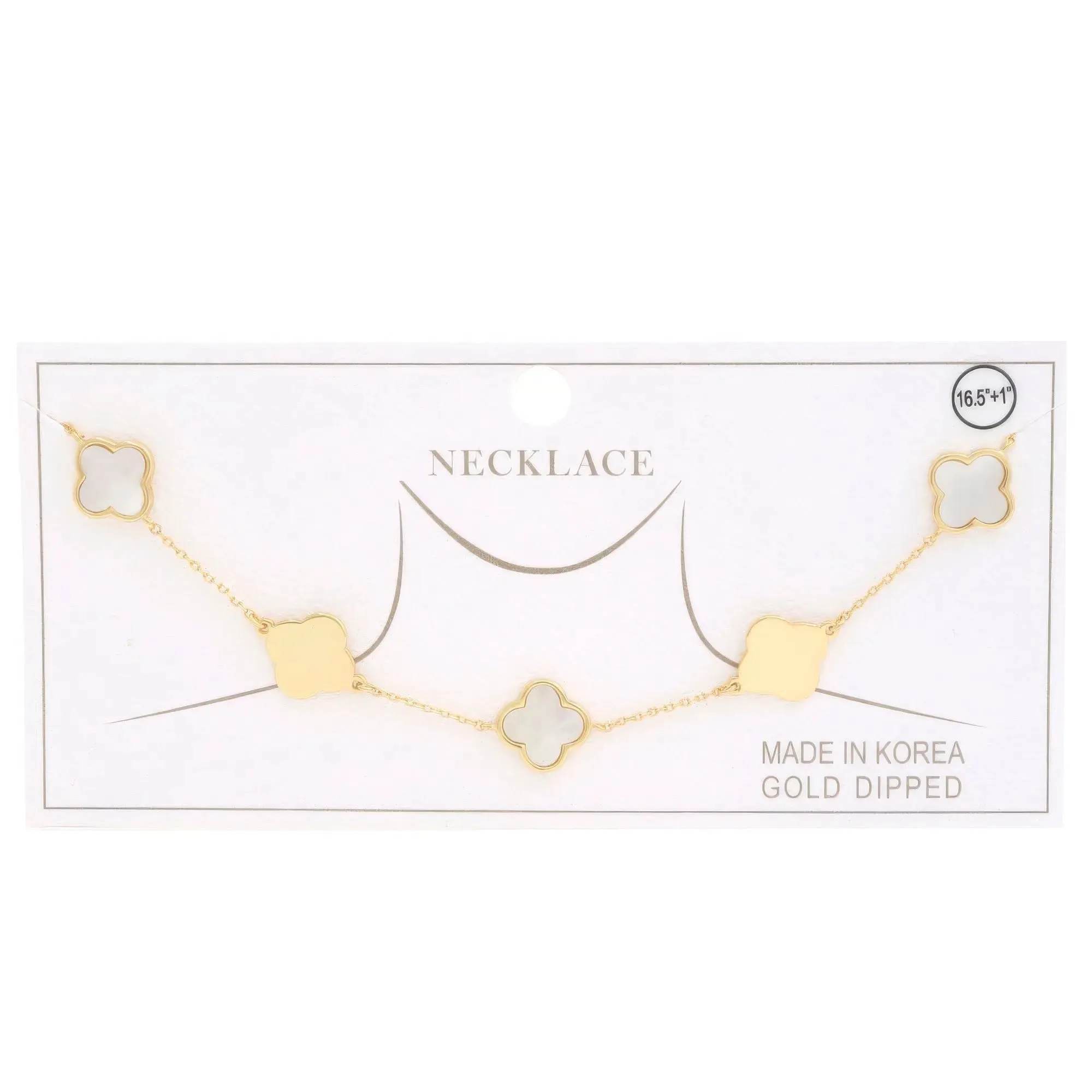 Clover Charm Station Gold Dipped Necklace