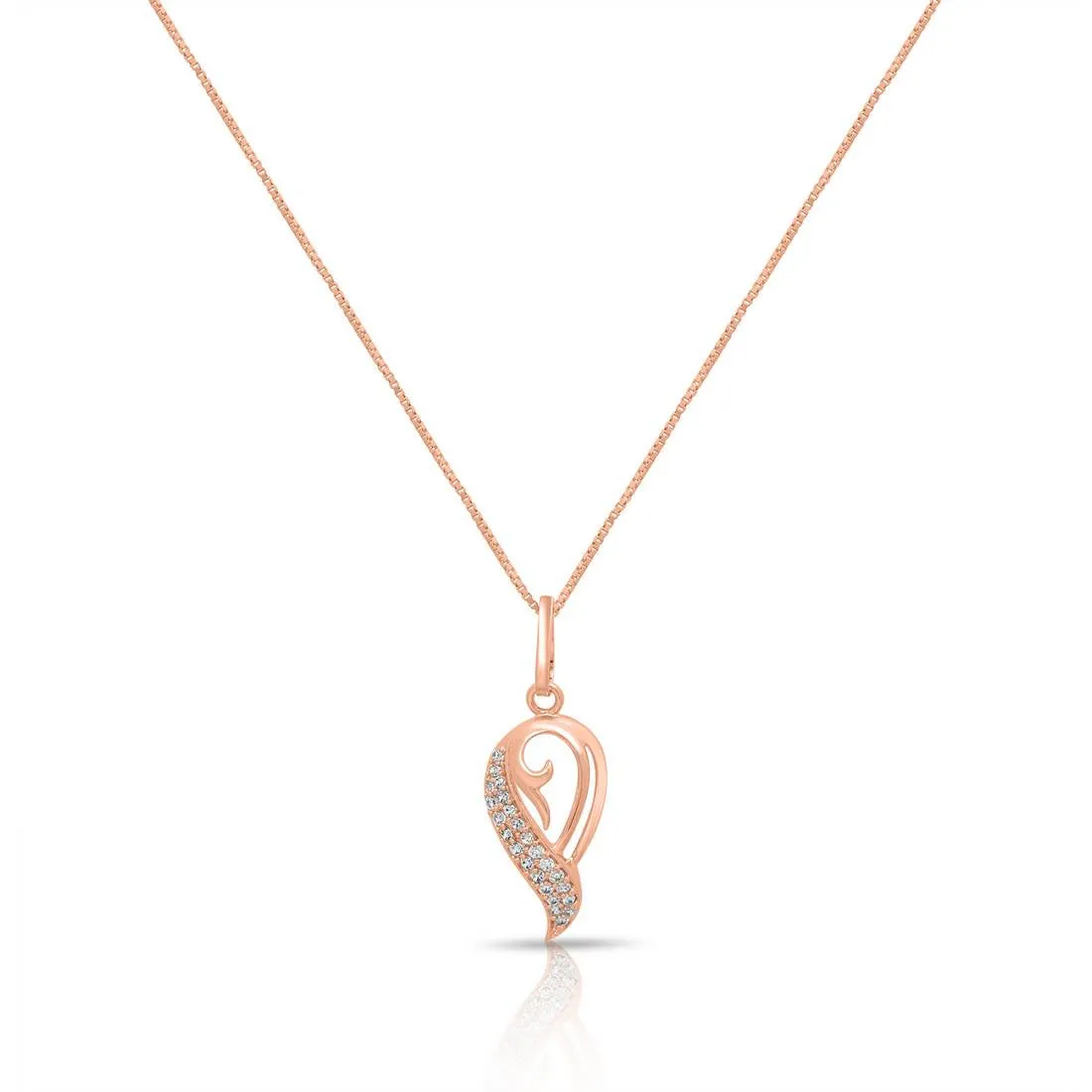 Dazzling Charm 925 Sterling Silver Rose Gold Plated Pendant with Chain