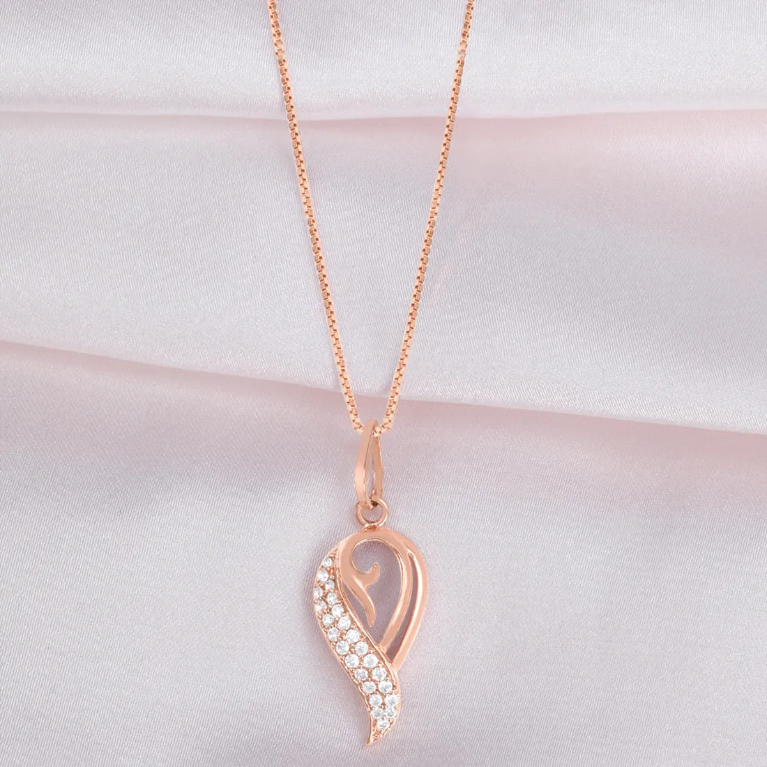 Dazzling Charm 925 Sterling Silver Rose Gold Plated Pendant with Chain