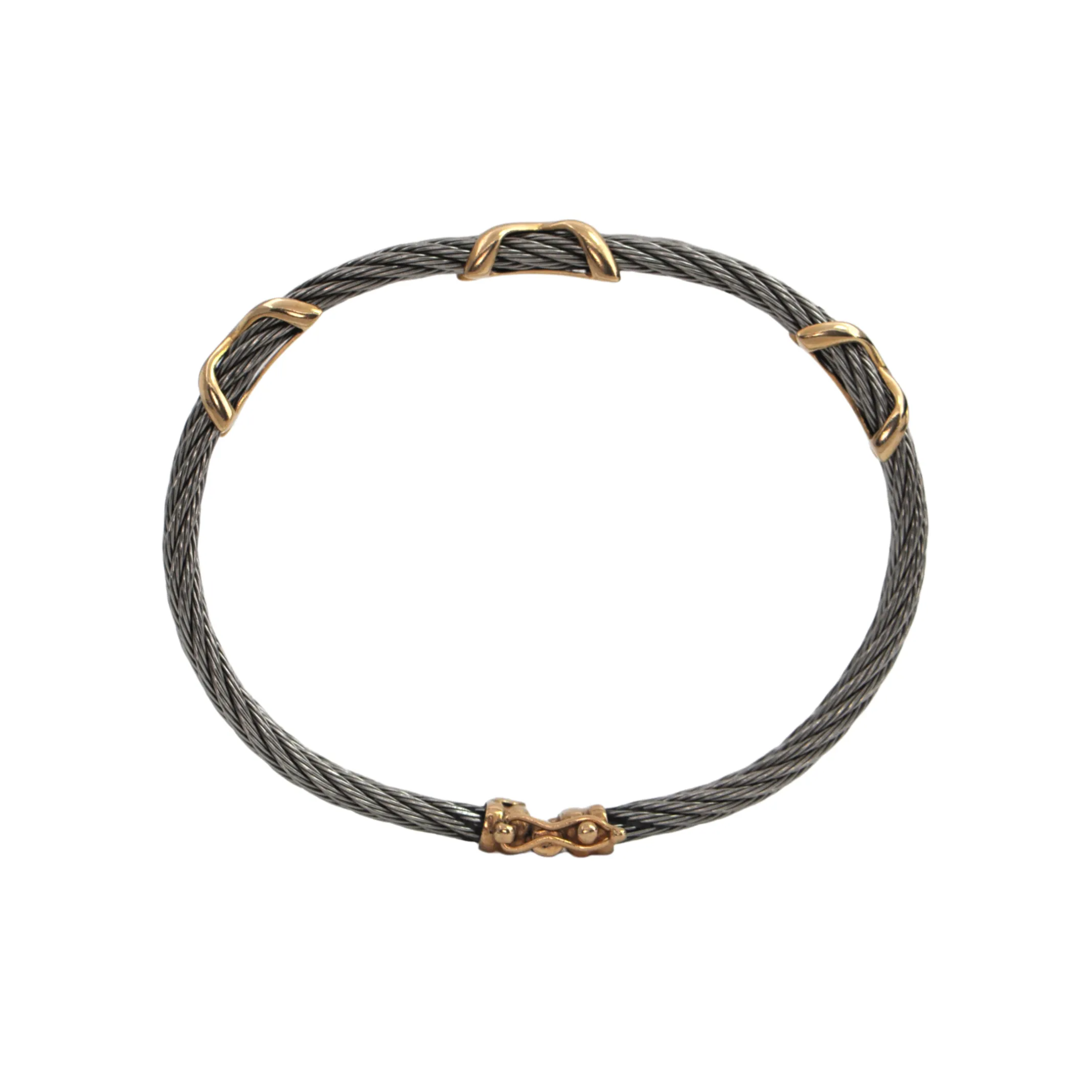 Estate 14k Gold and Stainless Steel Bracelet