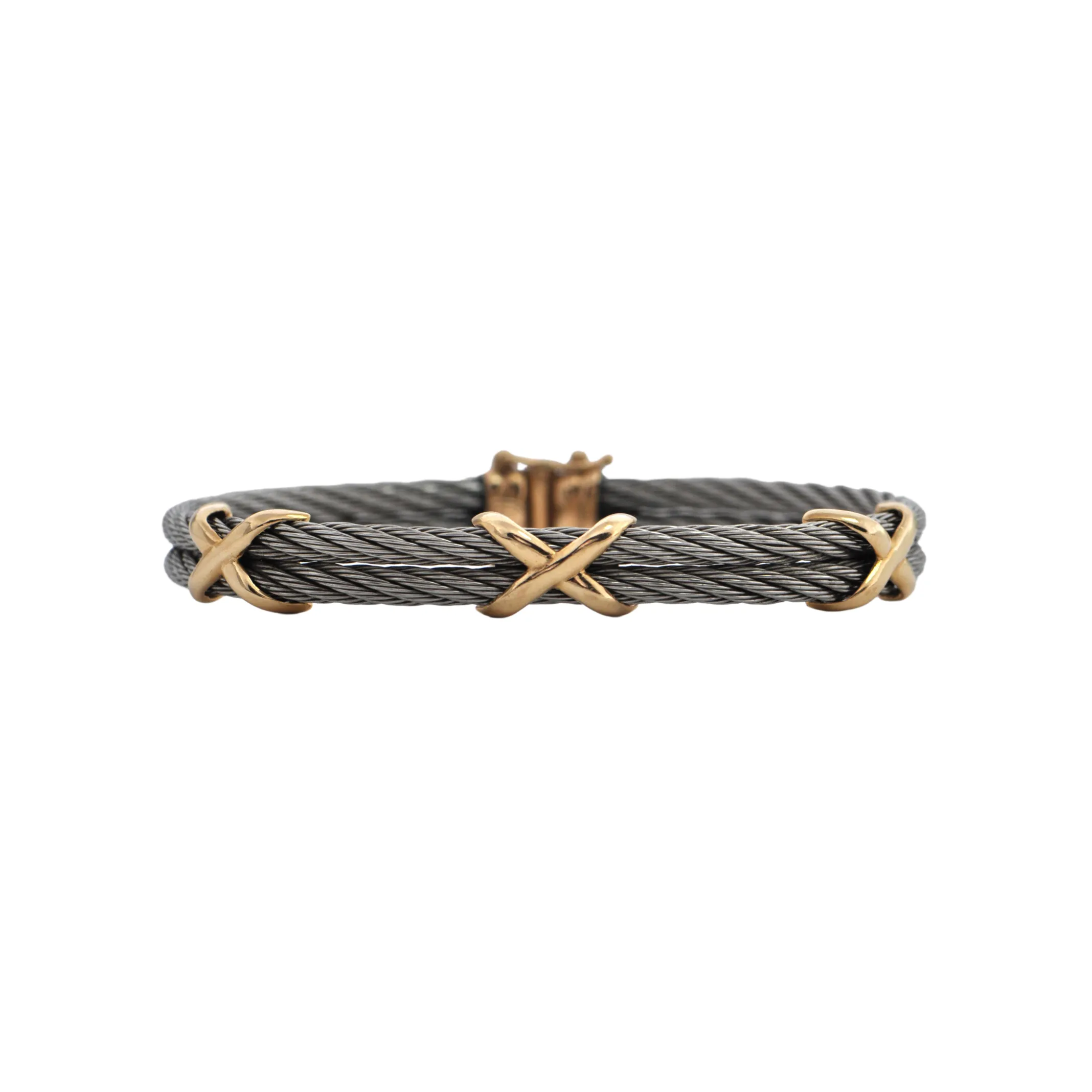 Estate 14k Gold and Stainless Steel Bracelet