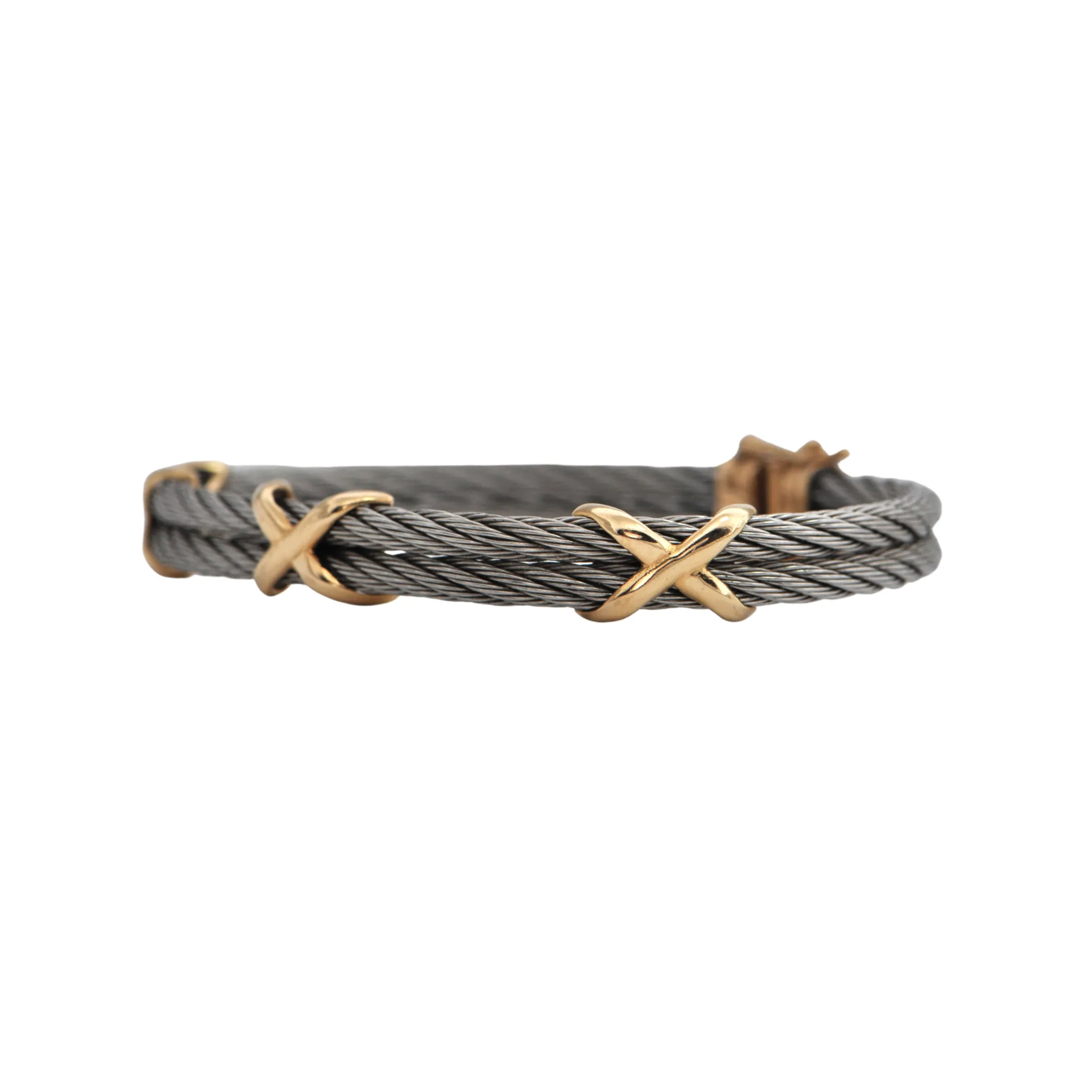 Estate 14k Gold and Stainless Steel Bracelet