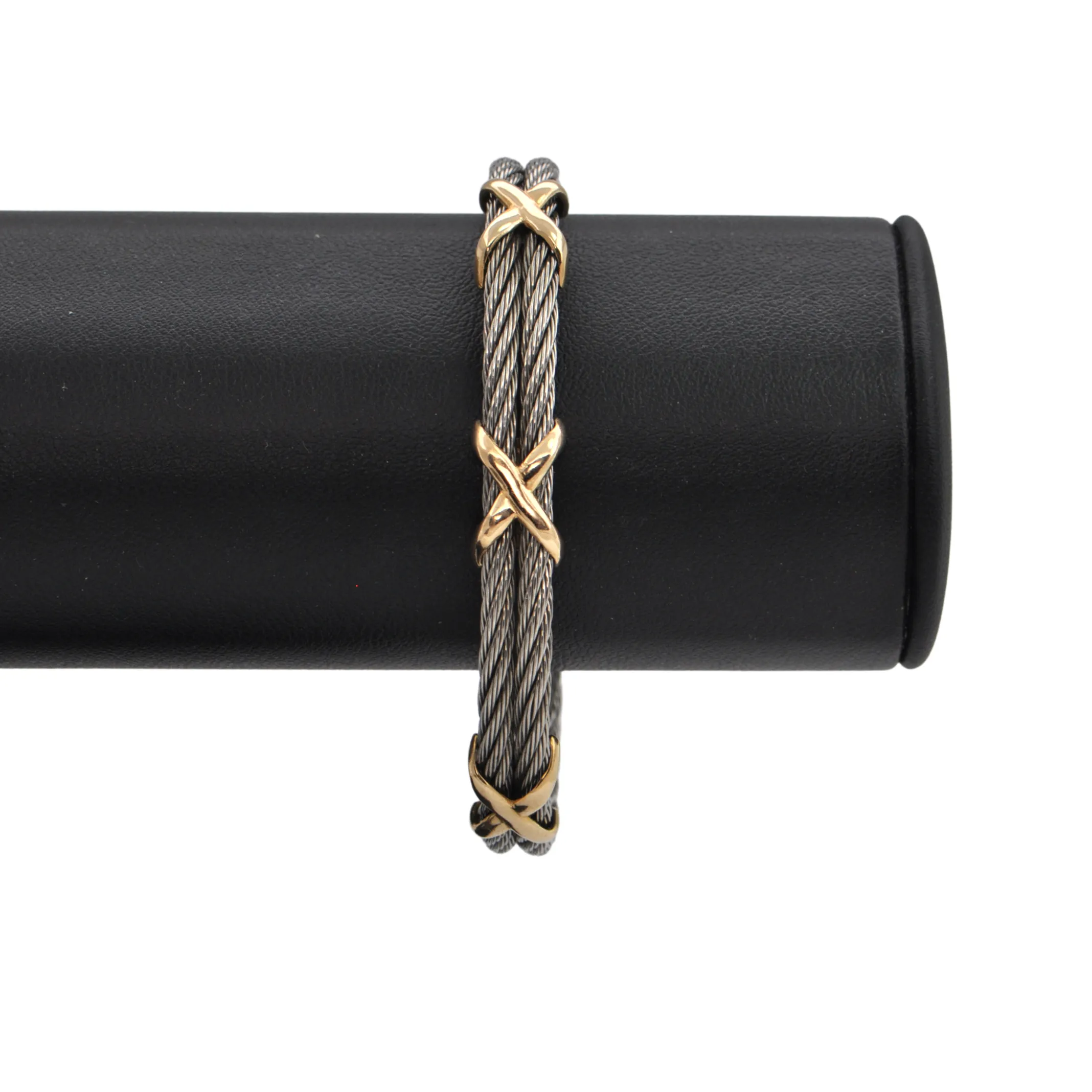 Estate 14k Gold and Stainless Steel Bracelet