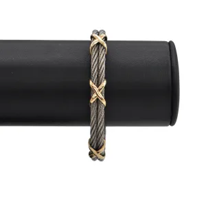 Estate 14k Gold and Stainless Steel Bracelet
