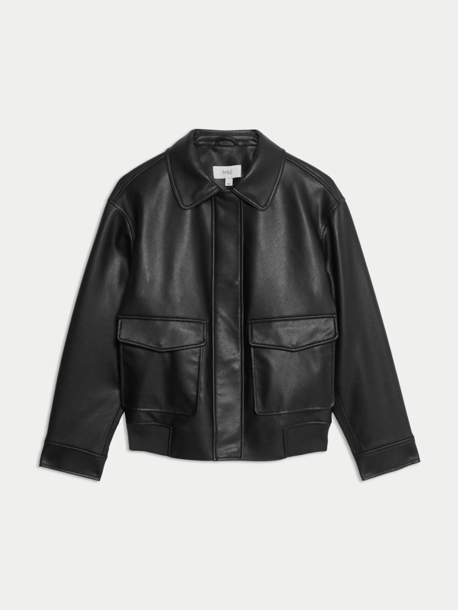 Faux leather relaxed fit jacket