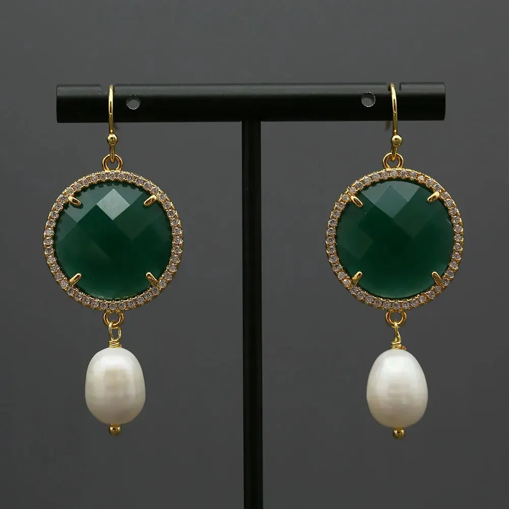 Freshwater White Rice Pearl Green Emerald Gemstone Necklace