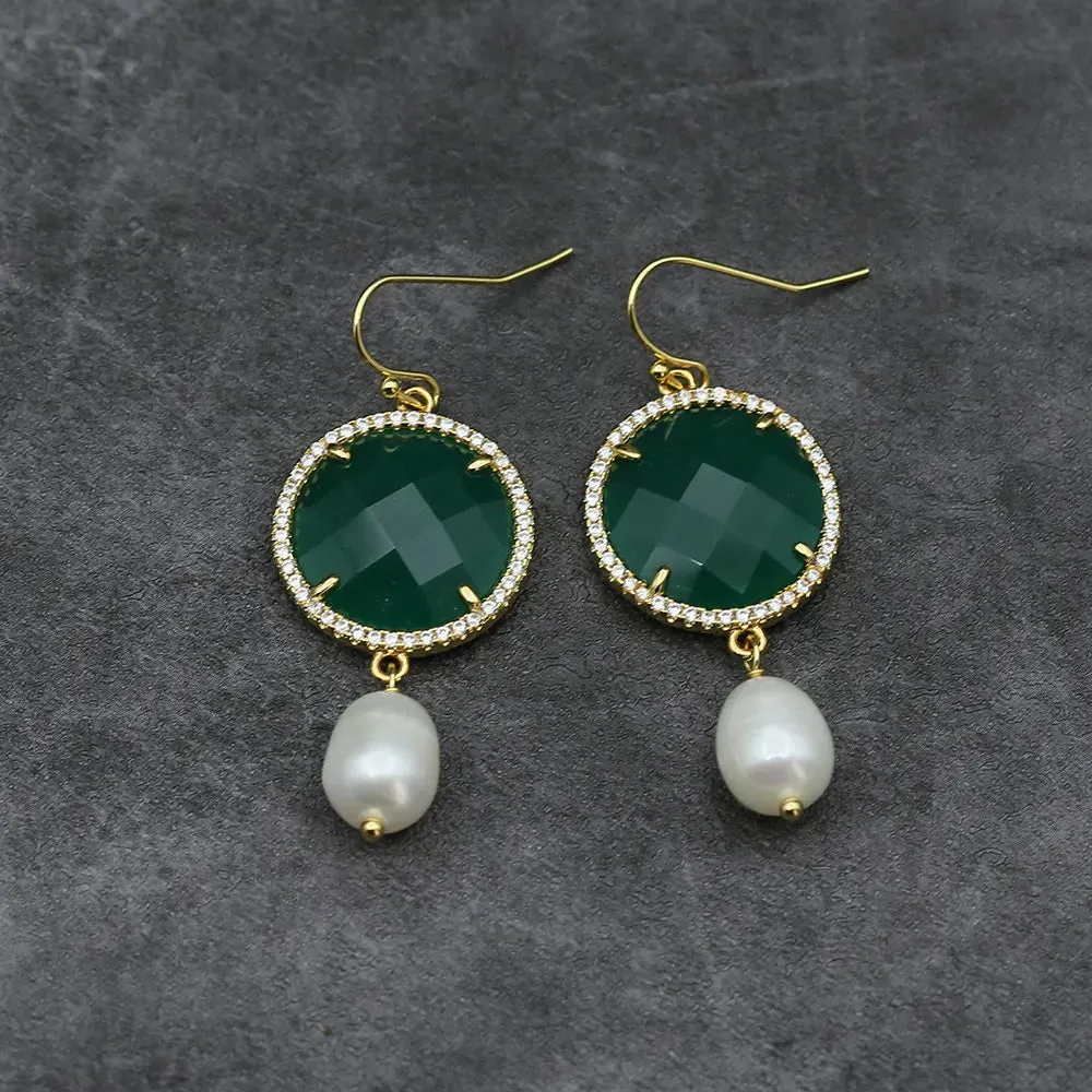 Freshwater White Rice Pearl Green Emerald Gemstone Necklace