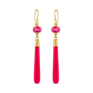 Gemdrop Dangles - Pink Topaz & Fuchsia Chalcedony