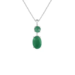 Genuine Rough Cut Emerald Drop Fashion Pendant in Silver